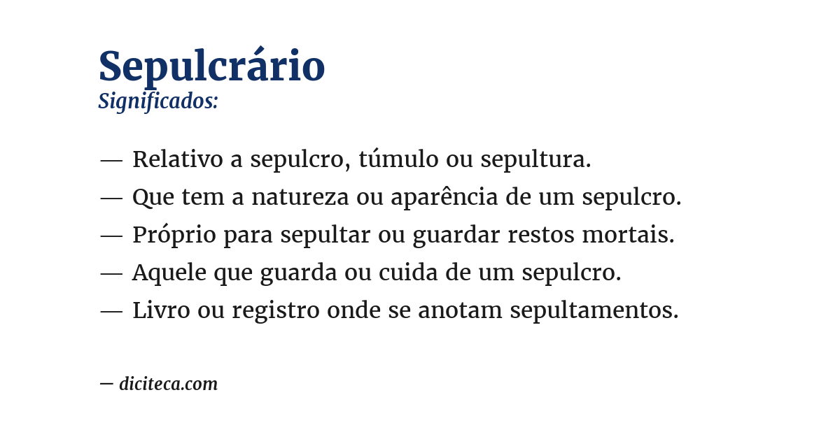Significado de sepulcrário