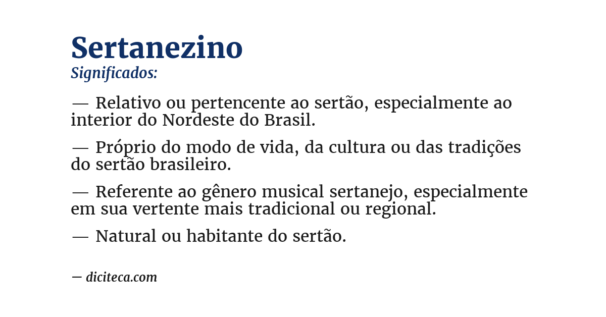 Significado de sertanezino