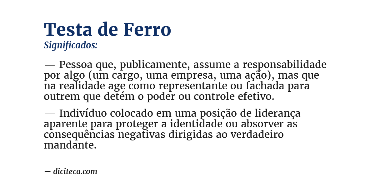 Significado de testa de ferro