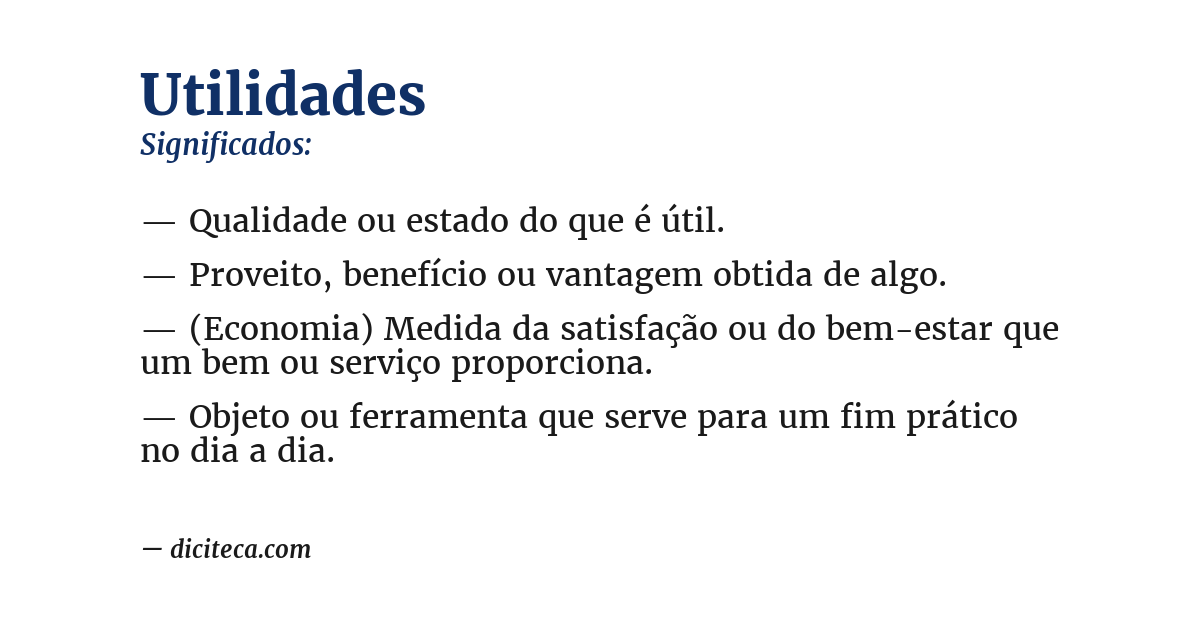 Significado de utilidades