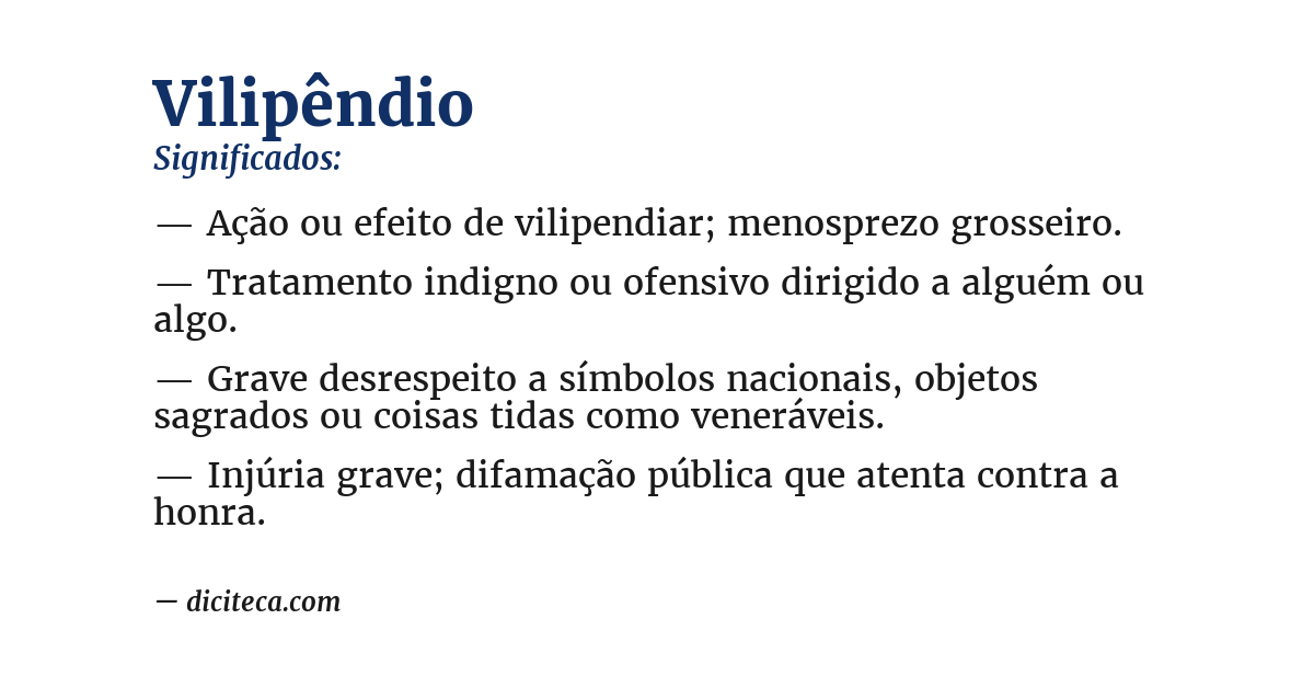 Significado de vilipêndio