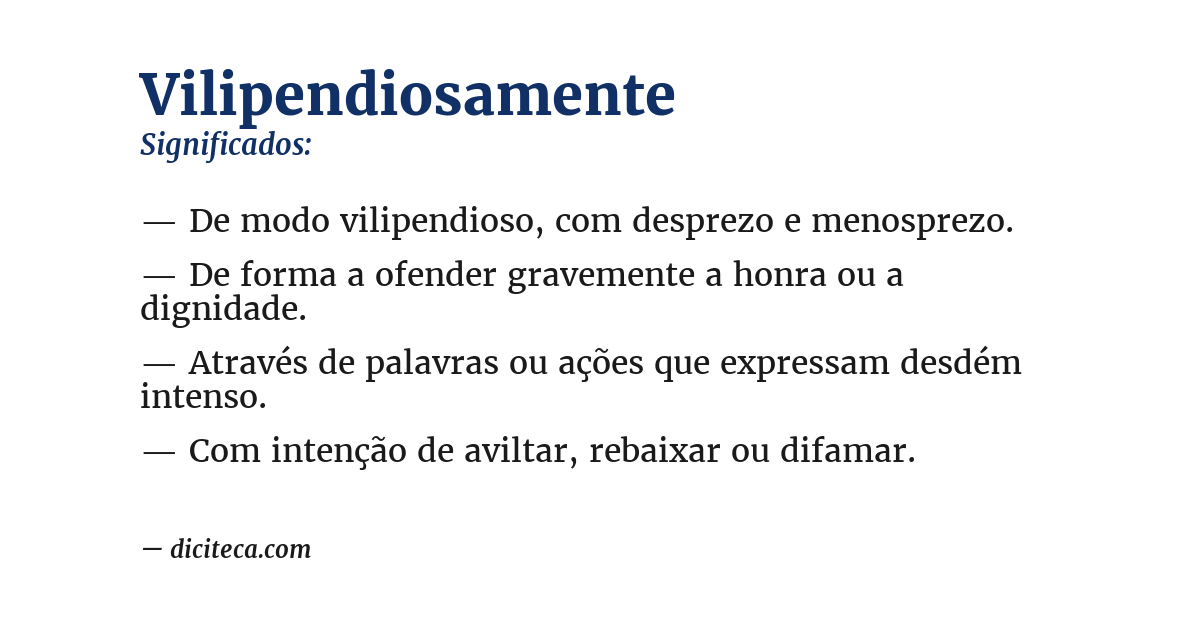 Significado de vilipendiosamente