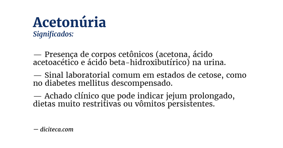 Significado de acetonúria