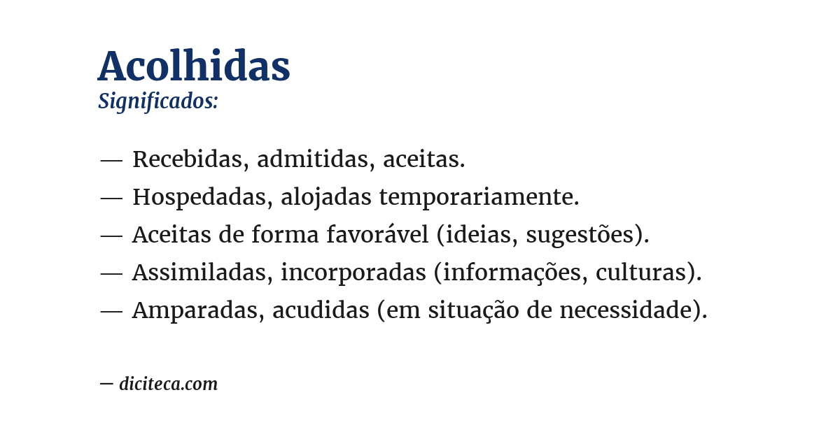 Significado de acolhidas