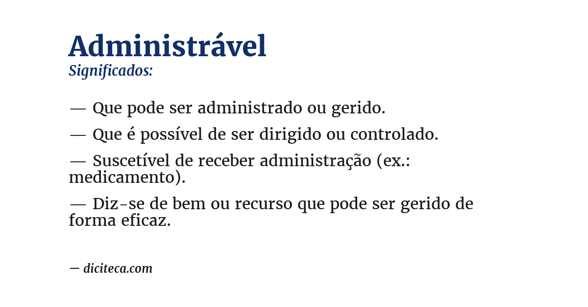 Significado de administrável