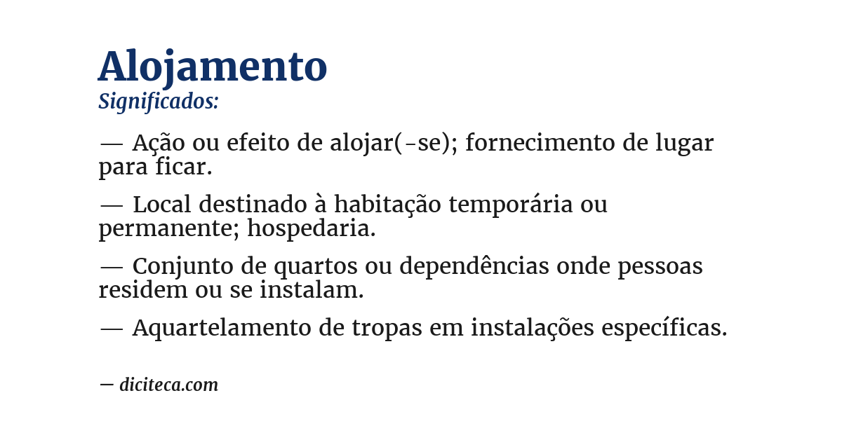 Significado de alojamento