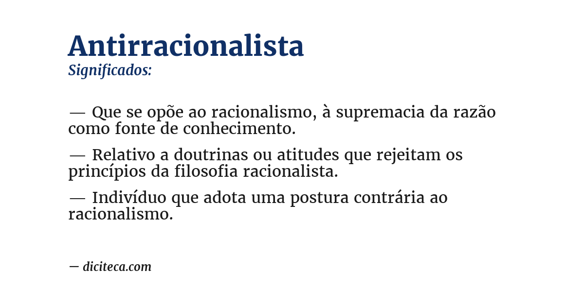Significado de antirracionalista