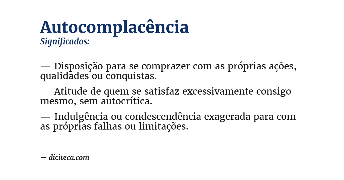 Significado de autocomplacência