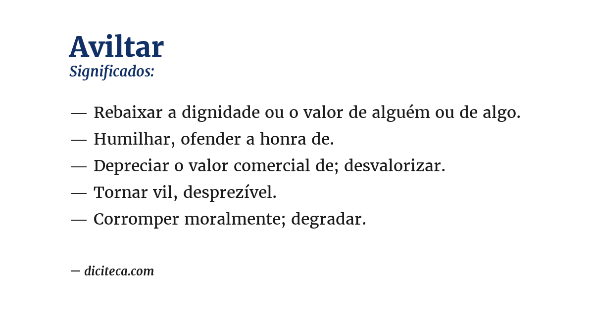 Significado de aviltar