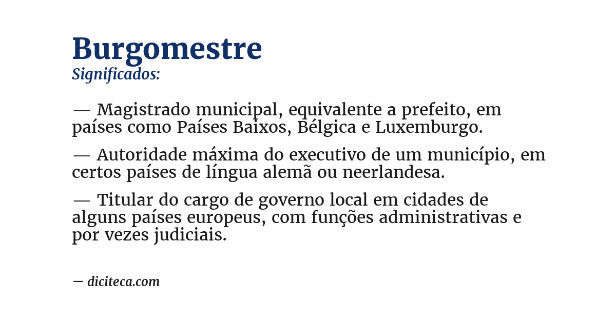 Significado de burgomestre
