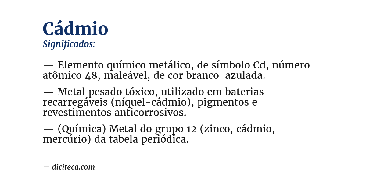 Significado de cádmio
