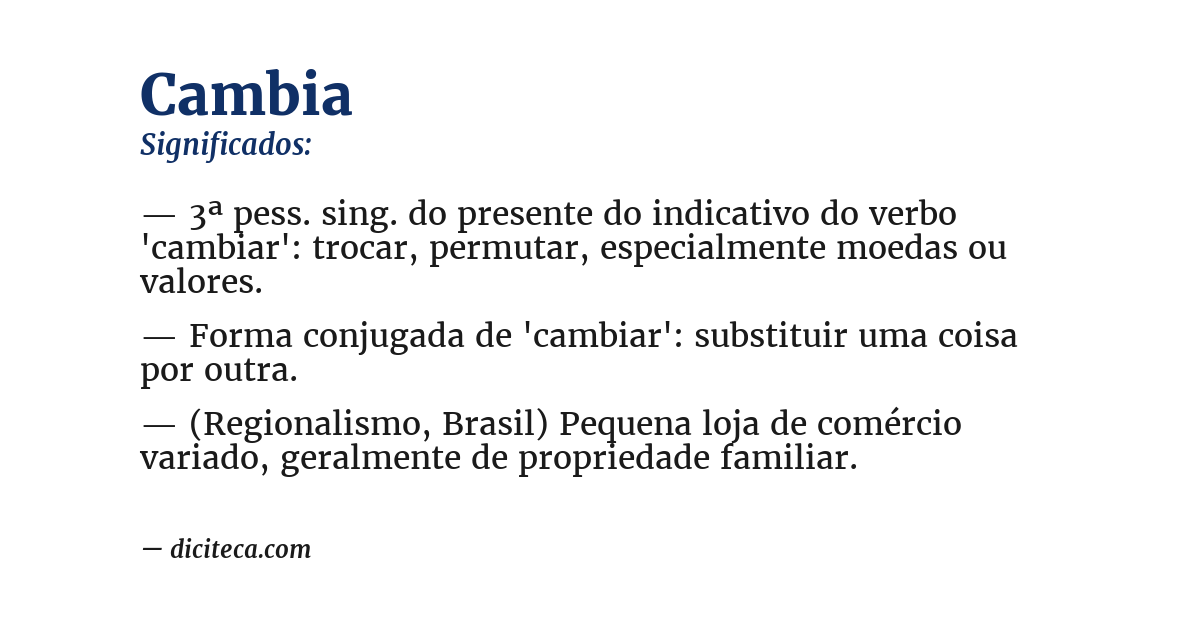 Significado de cambia
