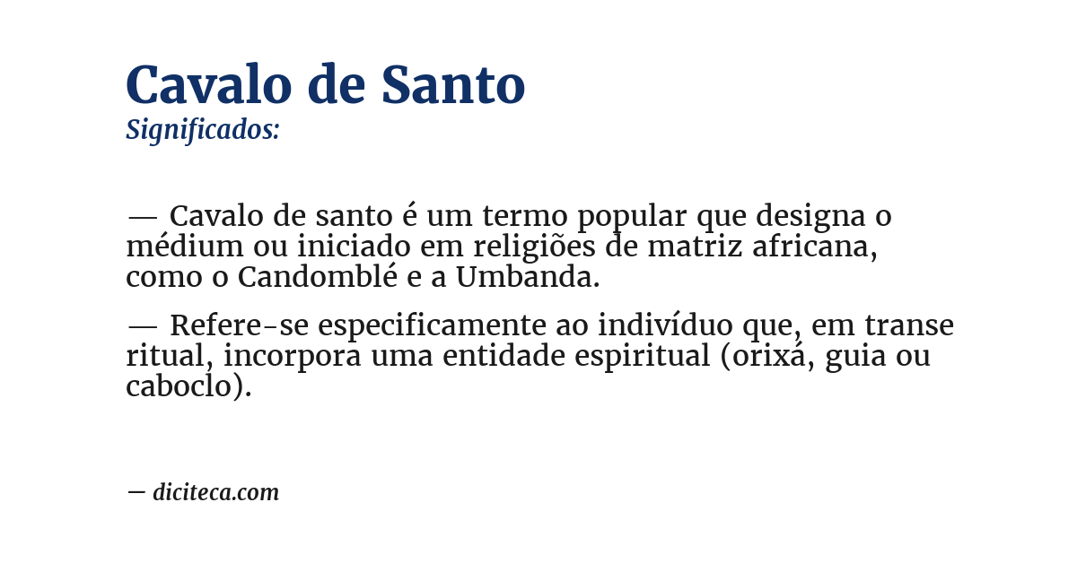 Significado de cavalo de santo