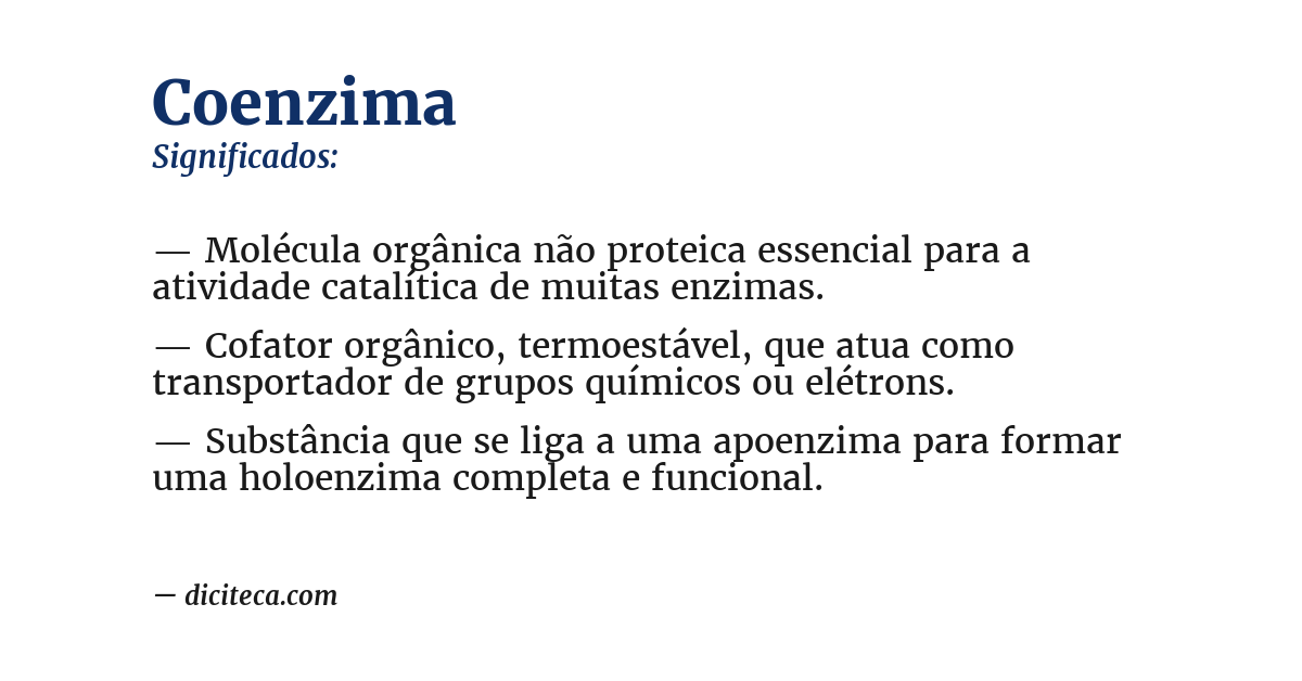Significado de coenzima