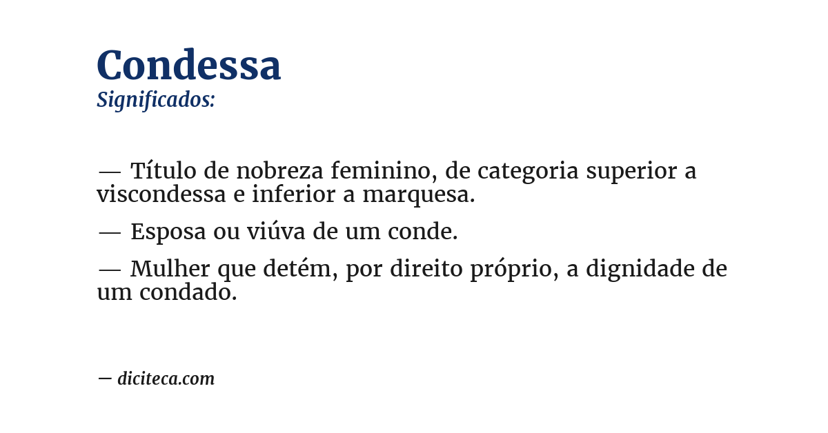 Significado de condessa