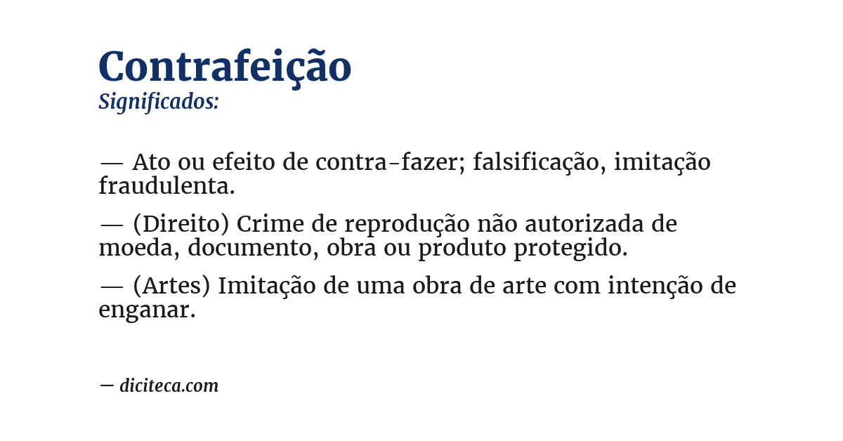 Significado de contrafeição