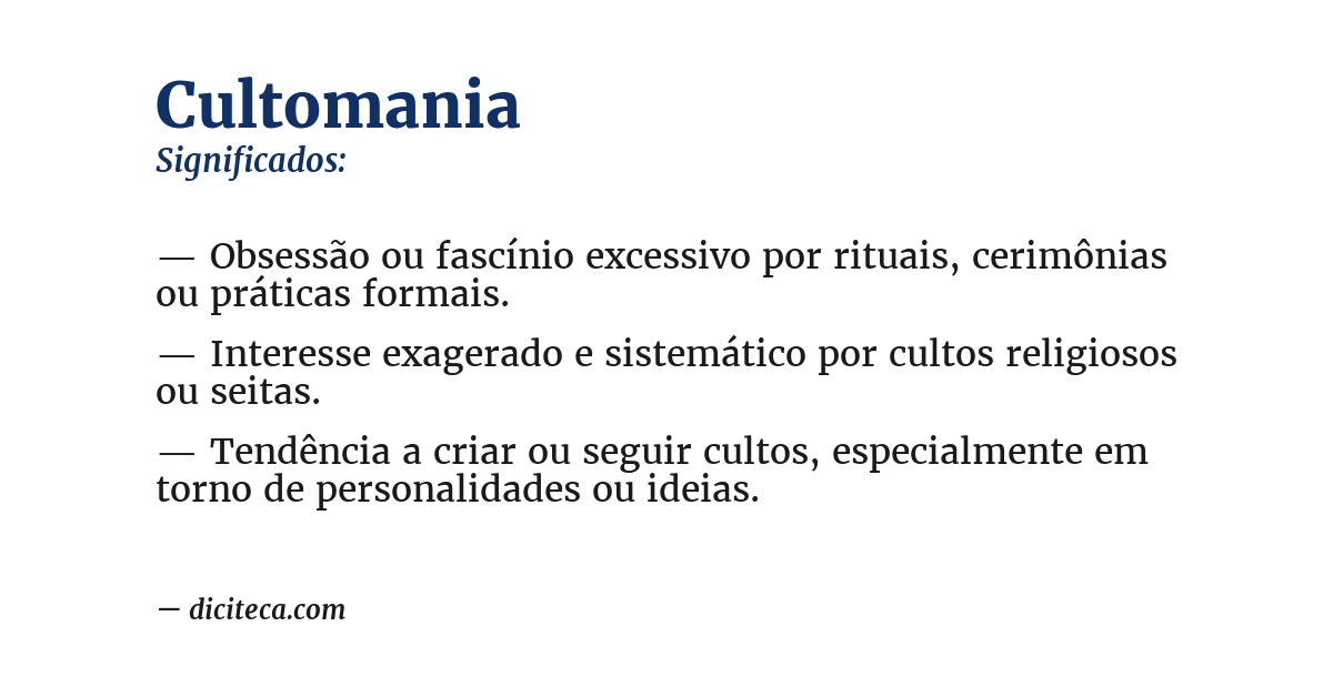 Significado de cultomania