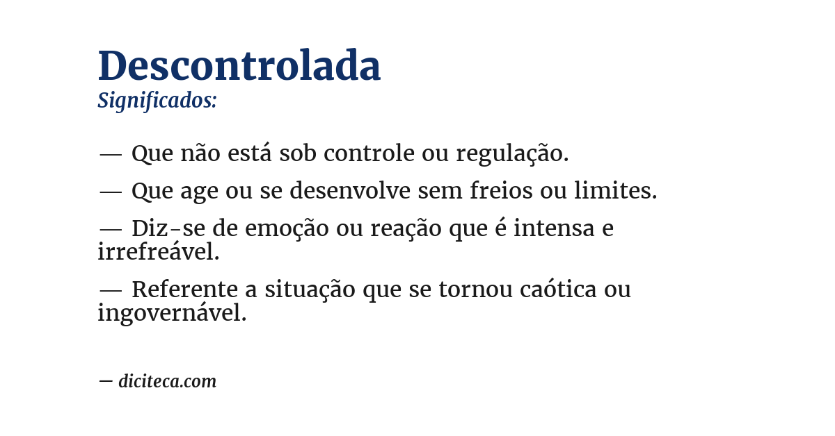 Significado de descontrolada
