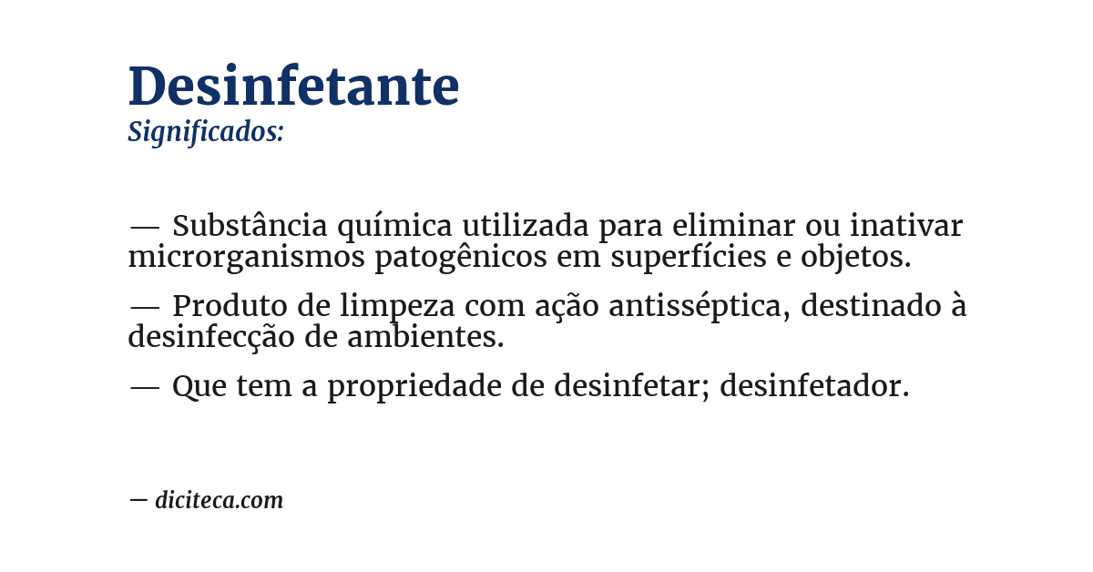 Significado de desinfetante