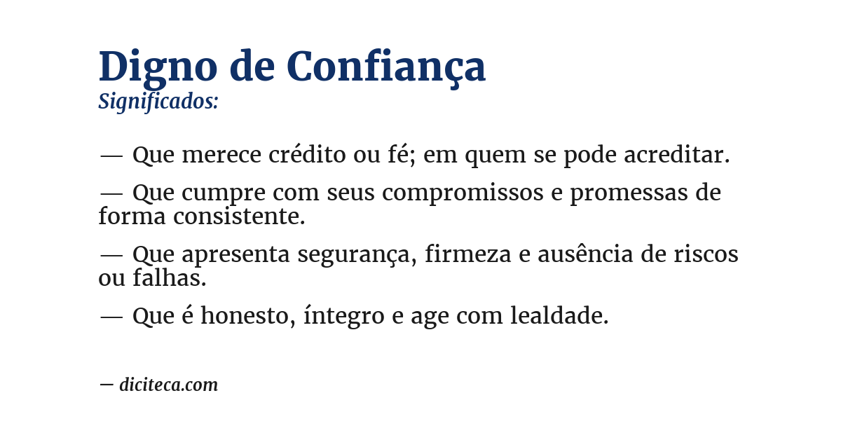 Significado de digno de confiança