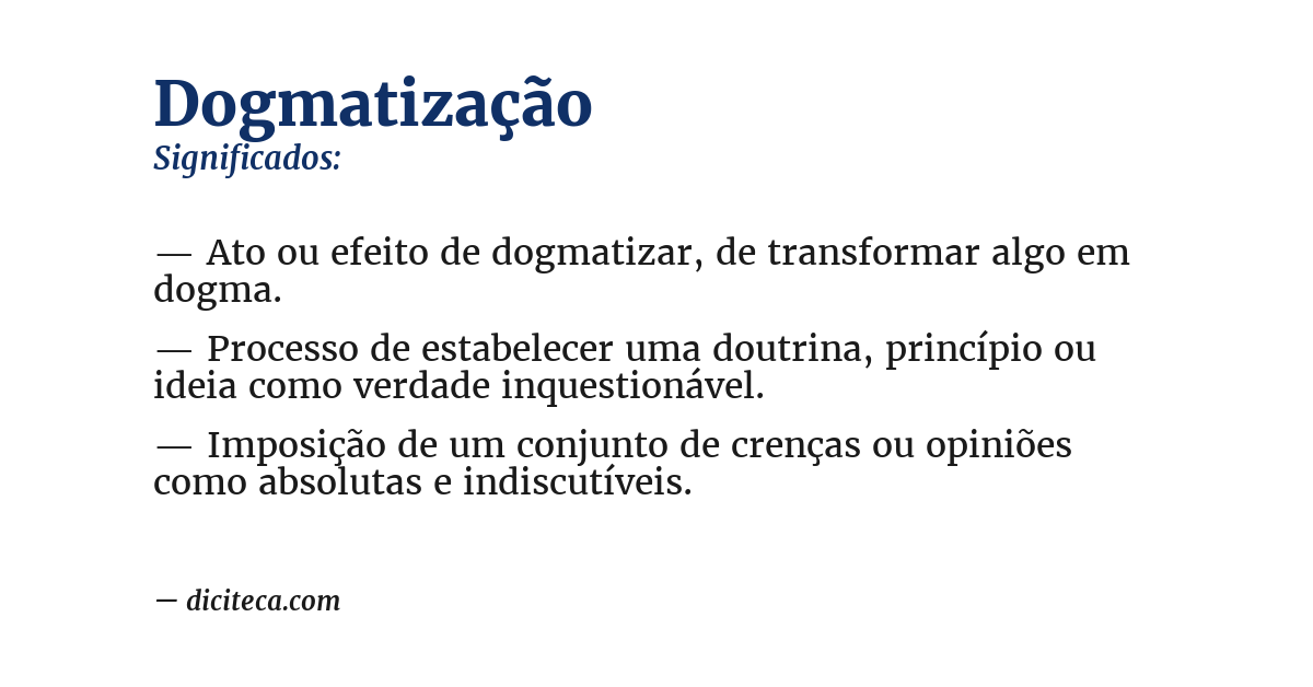 Significado de dogmatização