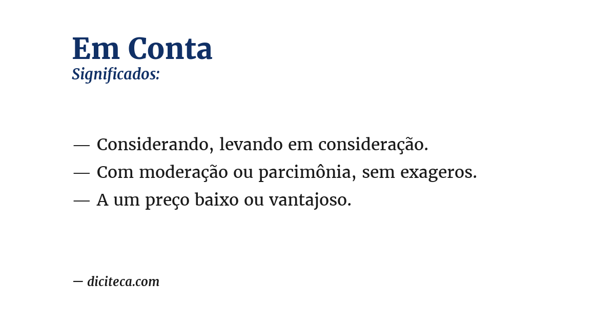 Significado de em conta