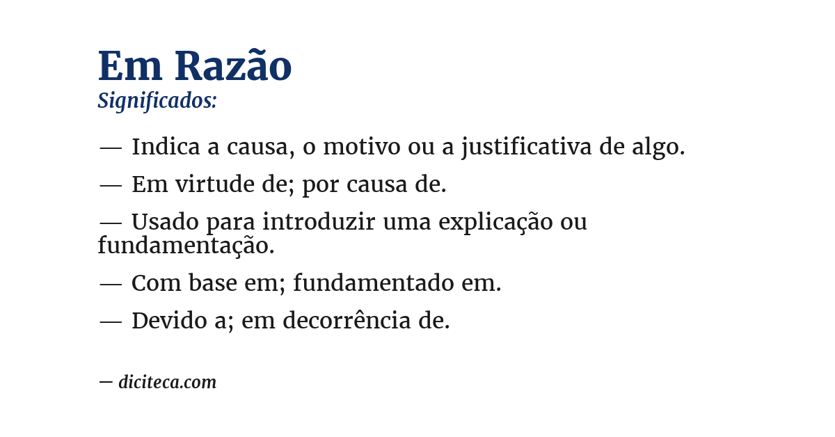 Significado de em razão