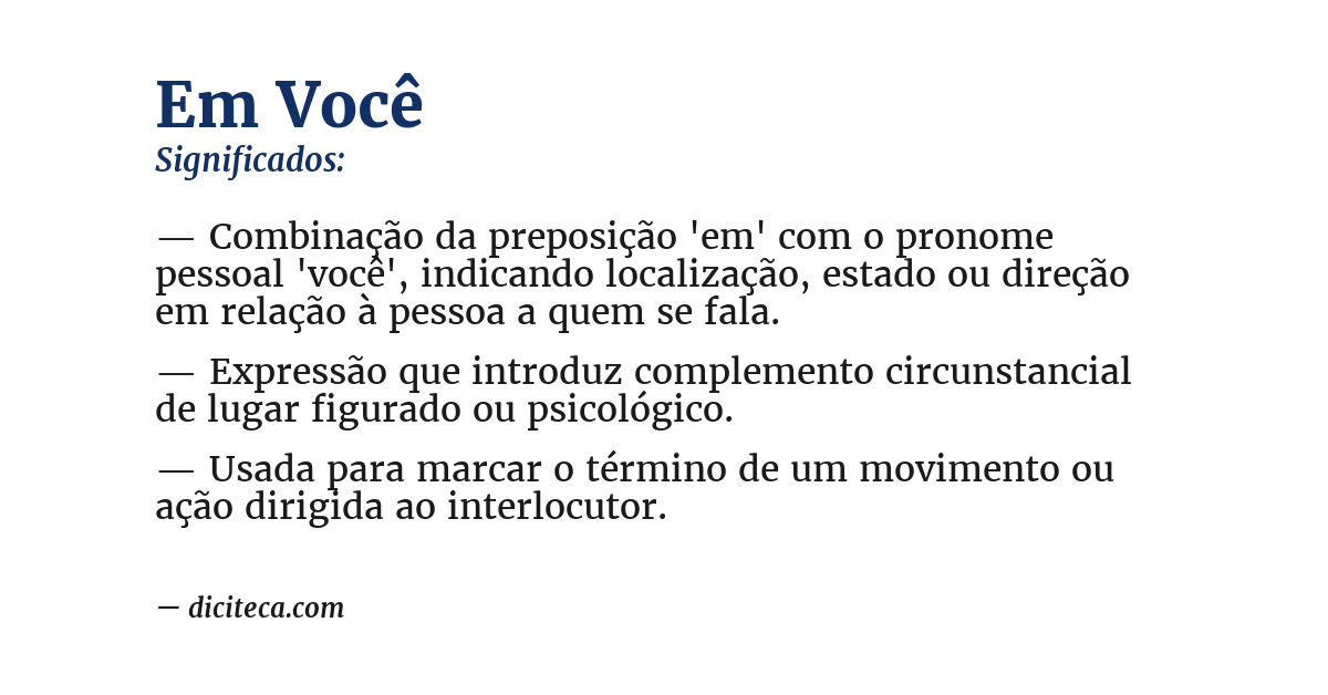 Significado de em você
