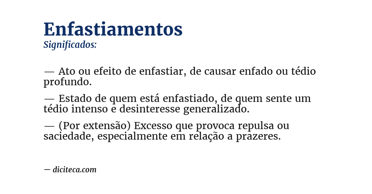 Significado de enfastiamentos