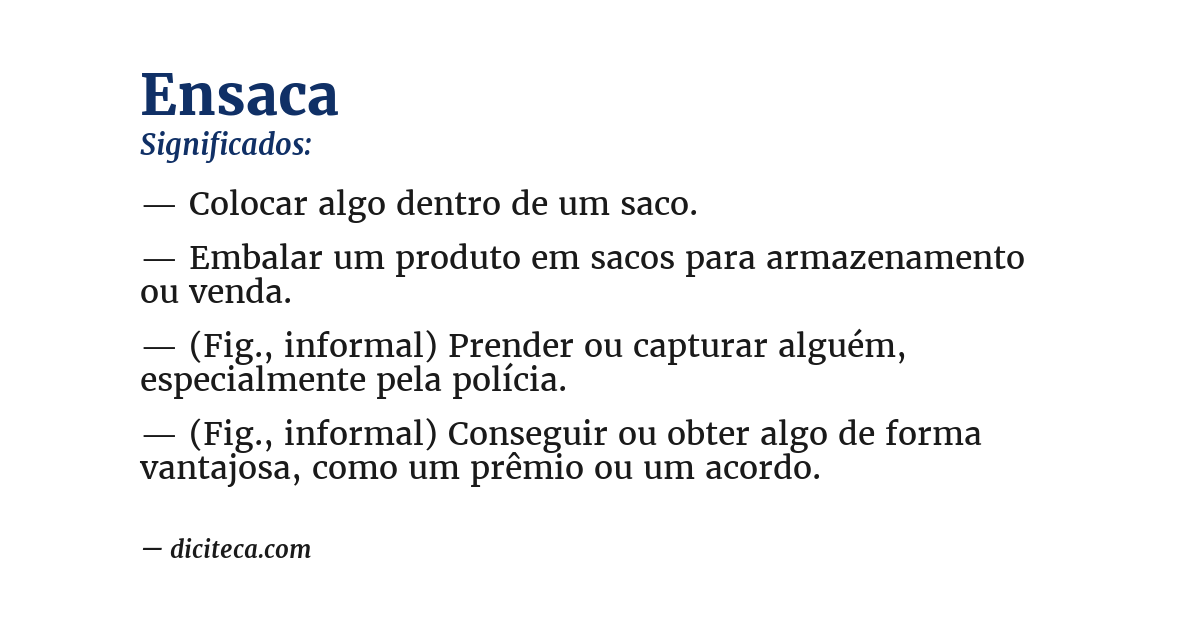 Significado de ensaca
