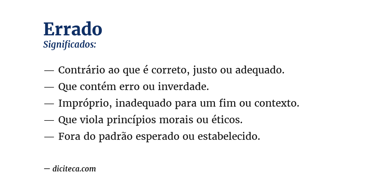 Significado de errado