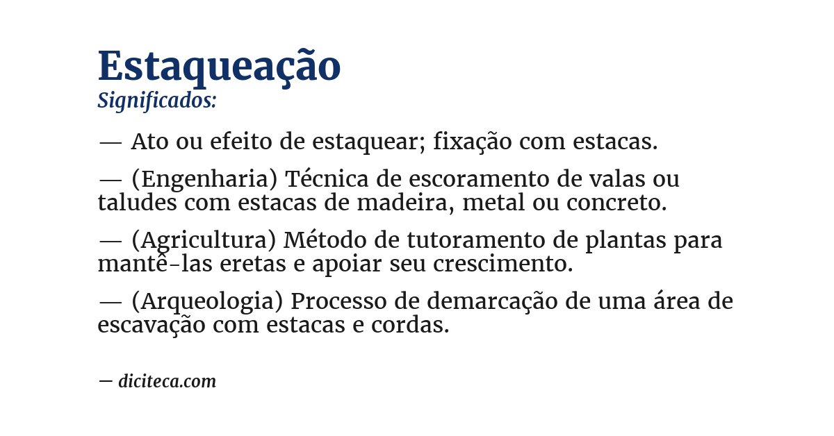 Significado de estaqueação
