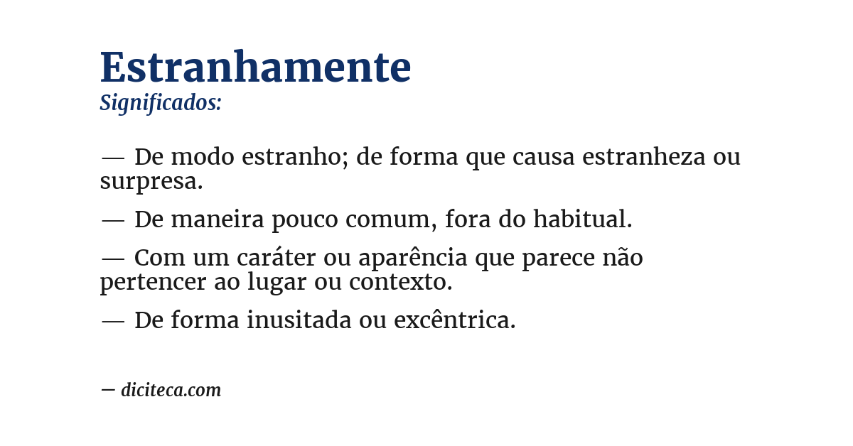 Significado de estranhamente
