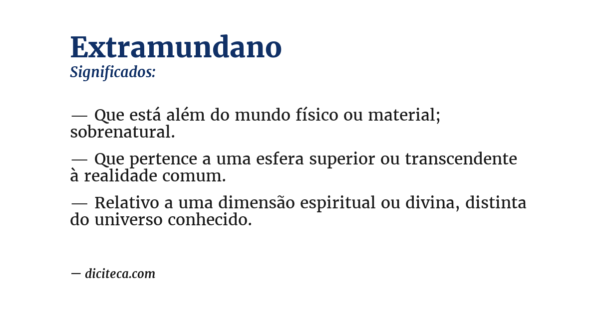 Significado de extramundano