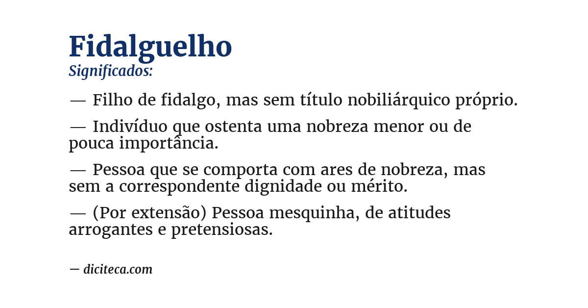 Significado de fidalguelho