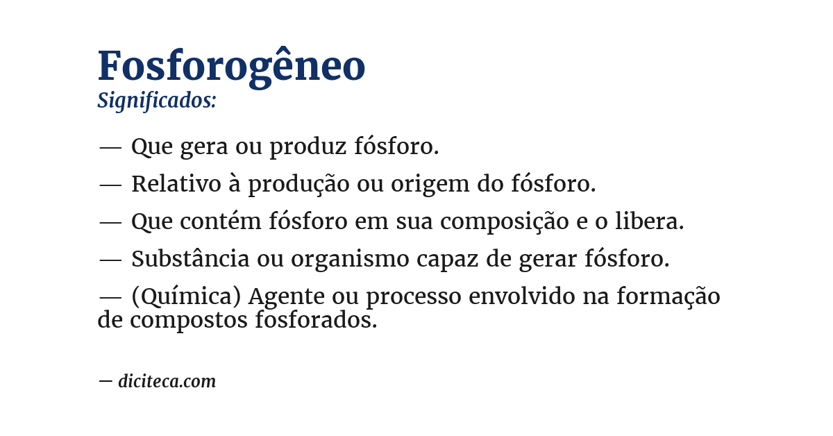 Significado de fosforogêneo