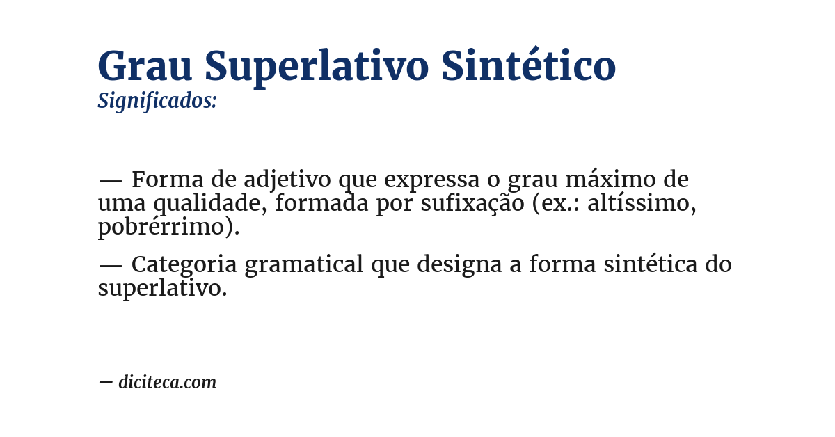 Significado de grau superlativo sintético