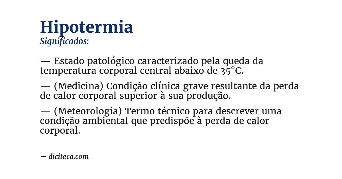 Significado de hipotermia