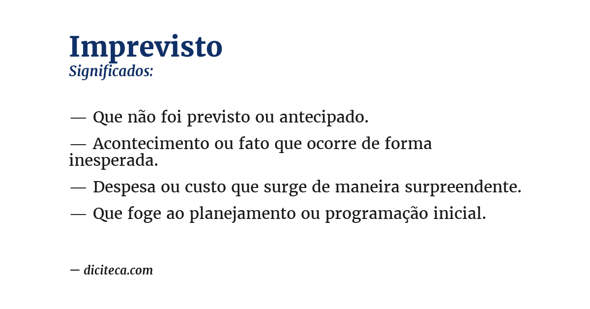 Significado de imprevisto