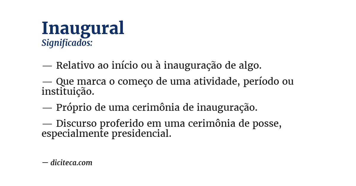 Significado de inaugural