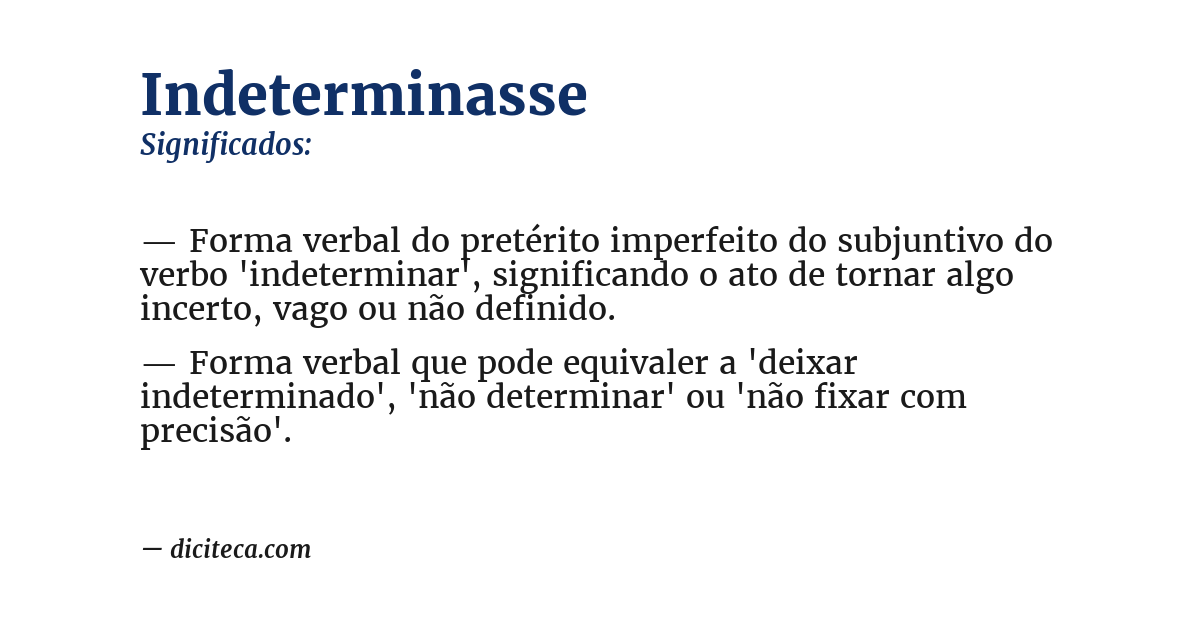 Significado de indeterminasse