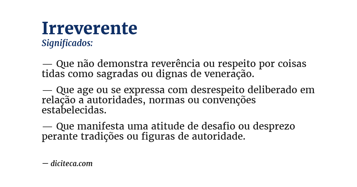 Significado de irreverente