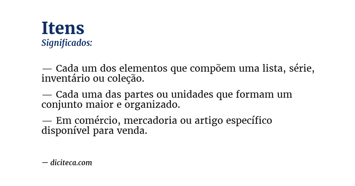 Significado de itens