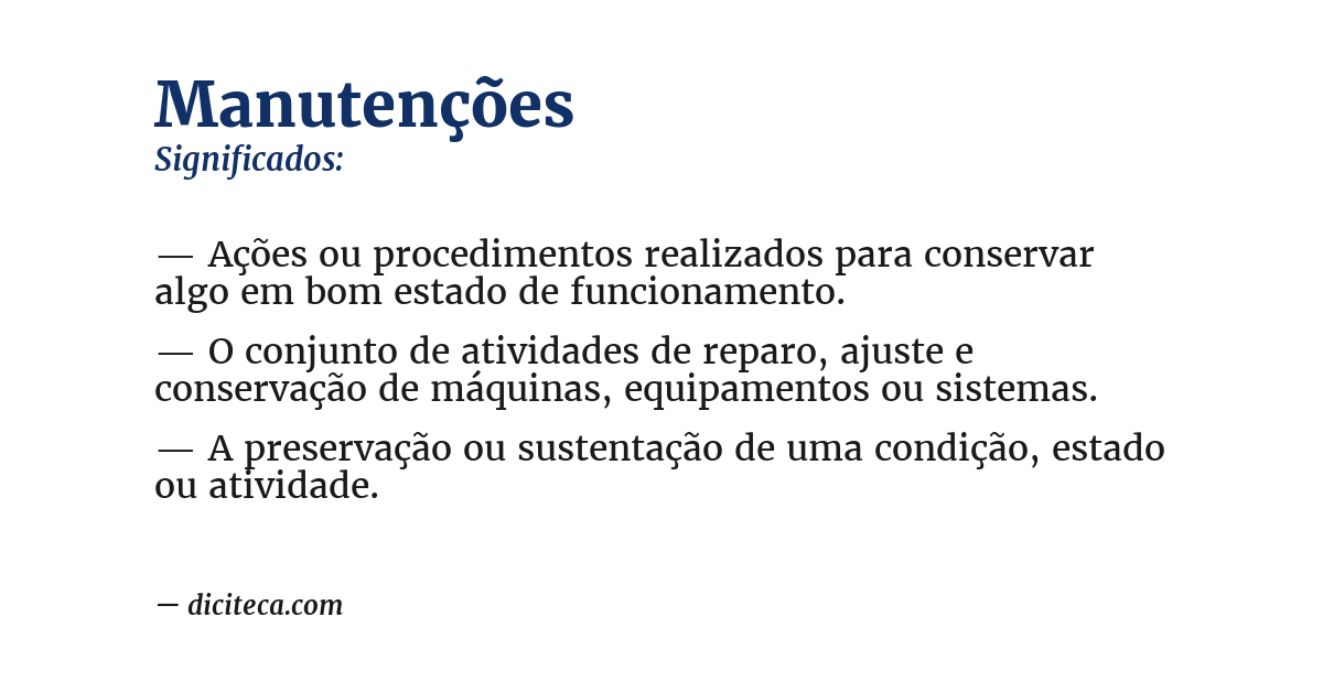 Significado de manutenções