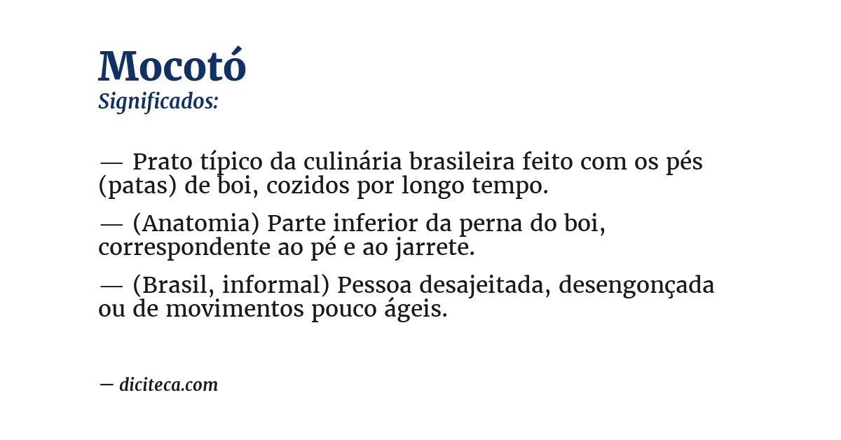 Significado de mocotó