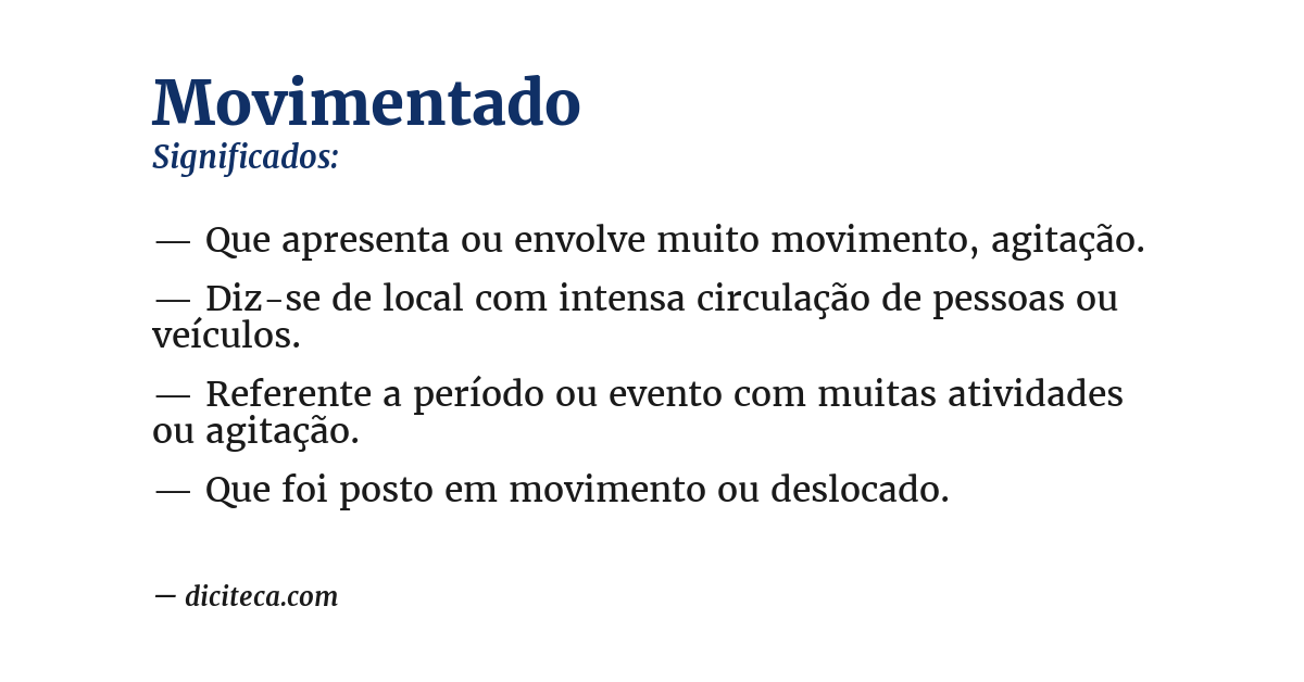 Significado de movimentado