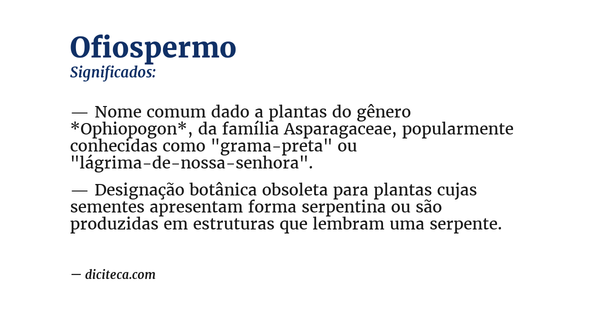 Significado de ofiospermo