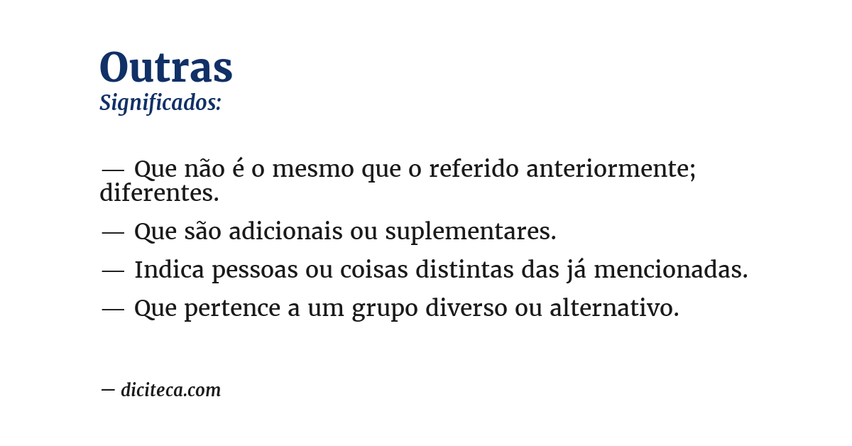 Significado de outras