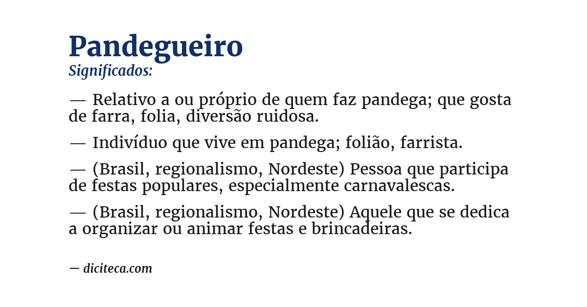Significado de pandegueiro