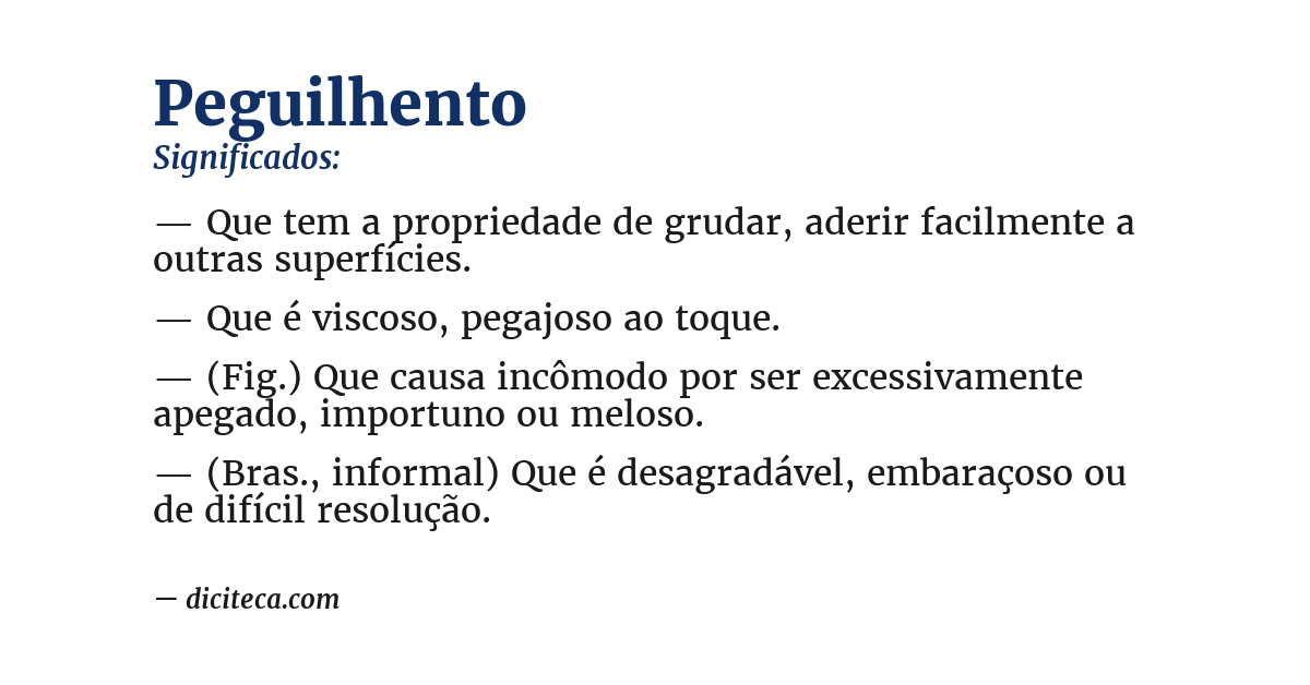 Significado de peguilhento